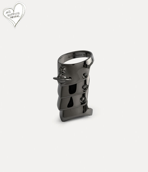 Vivienne Westwood armour ring in ruthenium